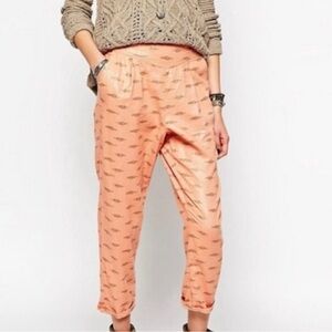 Free People | Easy Pleat Linen blend Peach-Gold Pull-on Pants Aztec Harem Medium